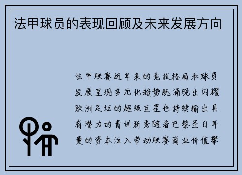 法甲球员的表现回顾及未来发展方向